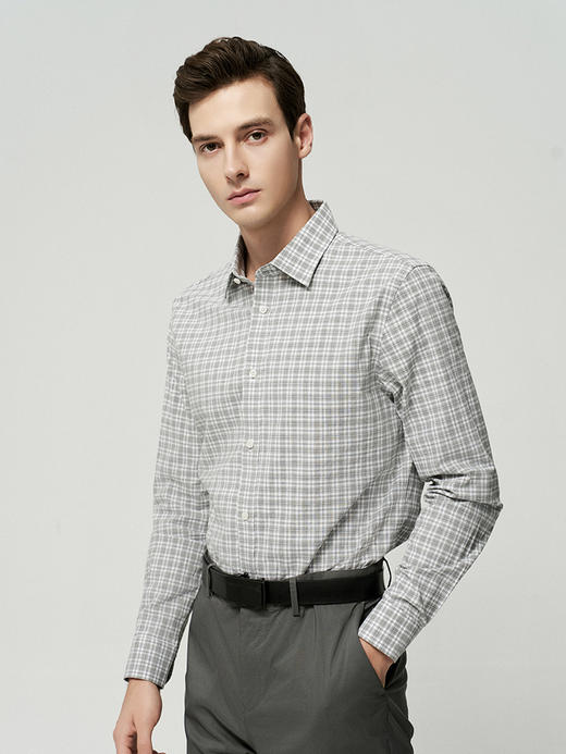 【纯棉格子男士衬衫】25年夏季新品男士薄款细条纹格子商务休闲上衣 商品图2