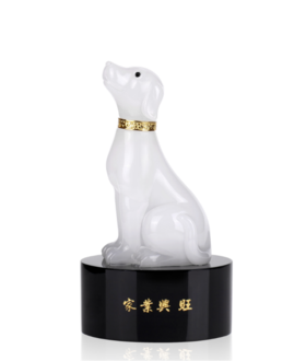 家业兴旺 琉璃玉、黑水晶座 105X76X193mm