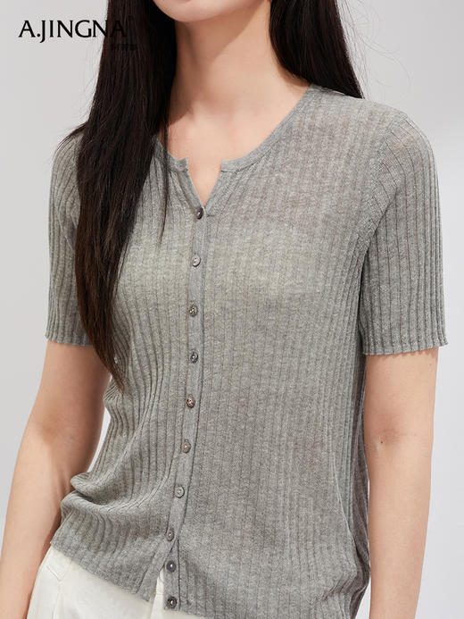 【夏日裸感】阿菁娜轻盈爆款天丝亚麻凉感针织衫F30X318005 商品图3