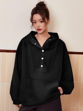 【诗铭洛可】XC7478卫衣五粒扣连帽宽松可抽绳春秋卫衣C2-2