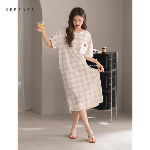 可人儿小众设计师新款奥力绵女睡衣夏季短袖少女睡裙可外穿家居服 商品图3