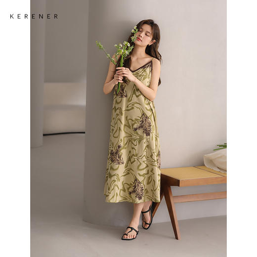 可人儿小众设计新款奥力绵女士睡衣夏季吊带少女带胸垫可外穿睡裙 商品图3