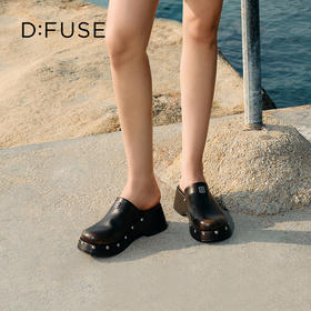 Dfuse迪芙斯2025秋季新款圆头铆钉坡跟凉拖鞋时尚厚底包头穆勒鞋DFD3110025