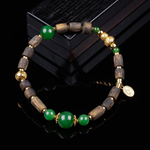 xy0354沉香+碧玉平安多财福禄相伴手串 商品图0