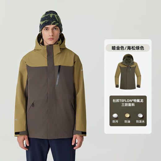 诺诗兰三合一冲锋衣男式户外三防防风防水徒步登山服运动外套上衣南松男式抓绒三穿冲锋衣NWJET5507E 商品图2