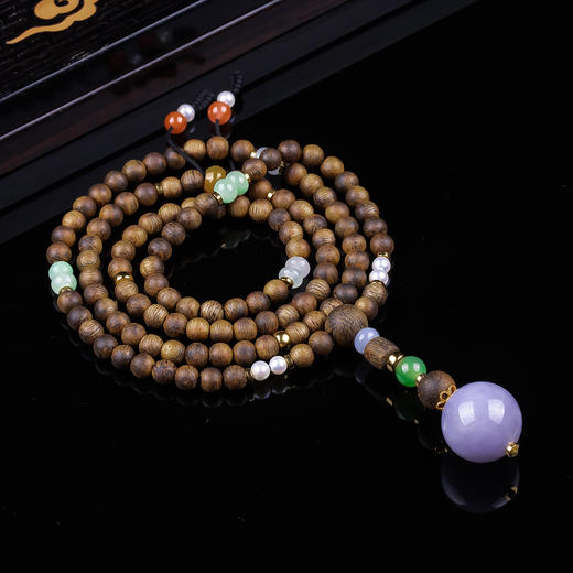 xy0356沉香+翡翠珍珠项链吊坠 商品图0