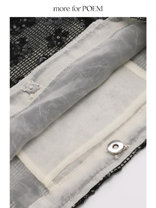 moreforPOEM 25/SS 原创设计「像素花园」珠片单肩包黑白亮片布袋 商品图4