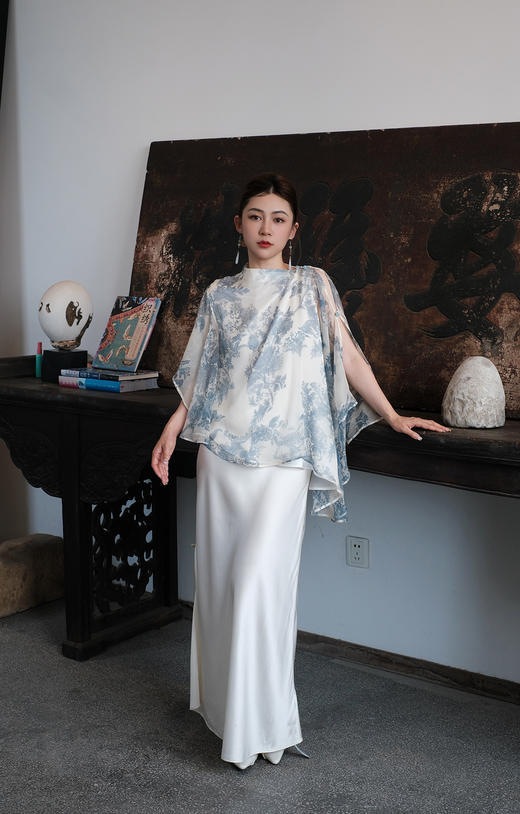 盛唐牡丹| 真丝雪纺斜襟上衣 商品图3