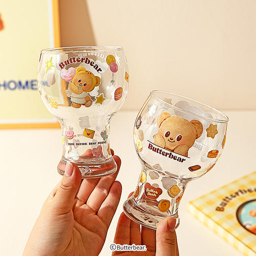 摩登主妇黄油小熊啤酒杯玻璃杯家用喝水杯高颜值杯子果汁杯 商品图0