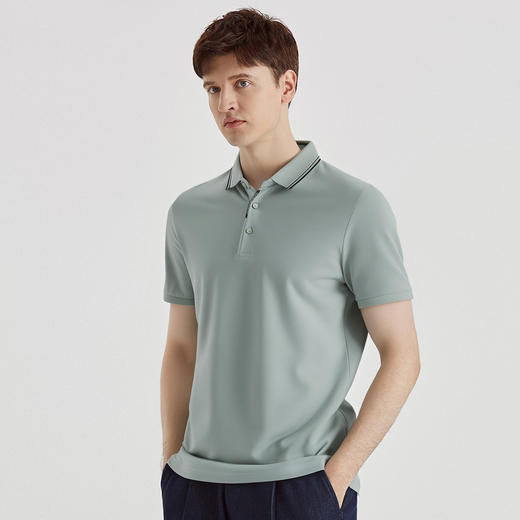 【含桑蚕丝】罗蒙男士万针绣户外polo衫男短袖夏季薄款运动t恤男短袖 商品图1