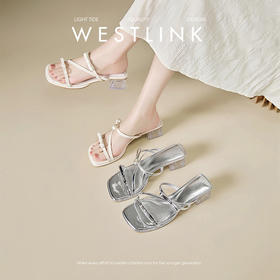 西遇水晶跟凉拖鞋女款新款爆款夏季配裙子高跟鞋外穿粗跟凉鞋Y0056866