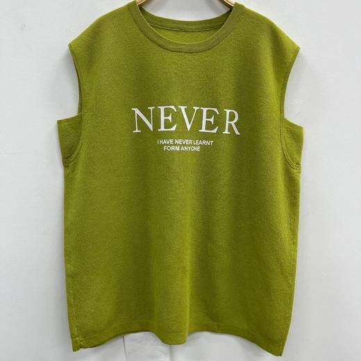 N绣字母无袖毛织背心（绿）夏季 152090040321 商品图0