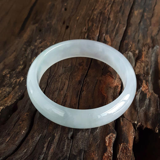 【天然正品】A货翡翠天然收藏级完美无杂裂极品冰种白月光58号翡翠手镯女士现售价：73800！120525NJM09 商品图3