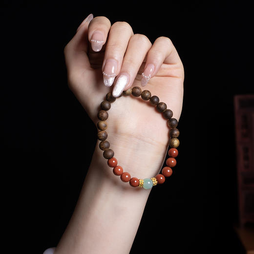 xy0341沉香+翡翠南红八方来财手串 商品图7