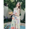 两三事汐光梦绘2025夏季新款度假风流苏串珠吊带印花裙宽松连衣裙 商品缩略图1