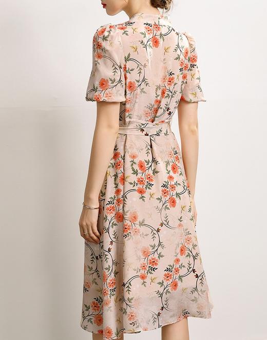 100桑蚕丝真丝连衣裙2025夏季新款法式v领系带茶歇裙 商品图3