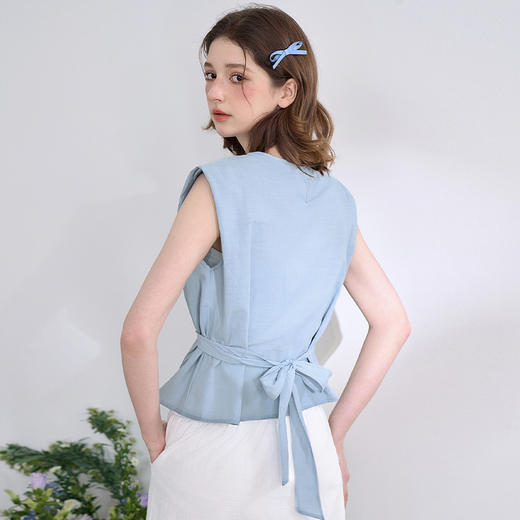 【海盐奶油】文艺感套装女春夏设计感背心搭阔腿裤两件套V0050627 商品图4