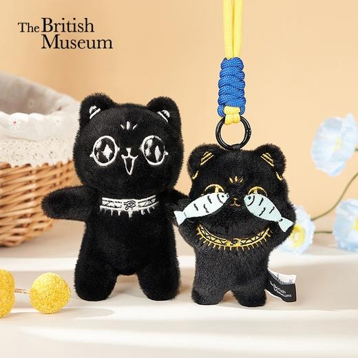 大英博物馆 巴斯特系列 可爱萌猫摸鱼毛绒 欢喜萌猫金榜灵喵 香氛挂件 商品图0