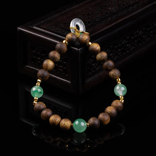 xy0338沉香+非洲翠平安扣手串 商品图3