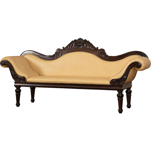 民国	红木雕花卉纹皮面软包沙发 商品图5