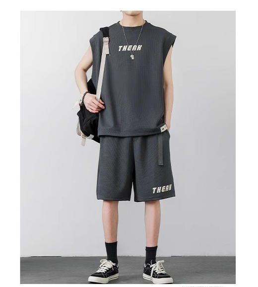 裁缝学苑MQ62无袖圆领坎肩背心短裤套装纸样男装两件套样板图纸 商品图4