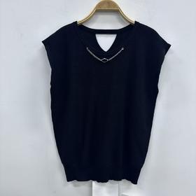 MC配金属链盖袖毛织衫50329（黑）夏季152520180321