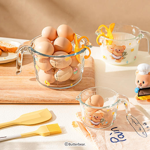 摩登主妇黄油小熊过滤玻璃量杯带刻度大容量厨房用打蛋杯子 商品图4