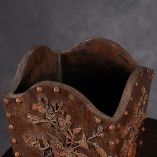 清	红木嵌黄杨木博古清供图箭筒 商品图3