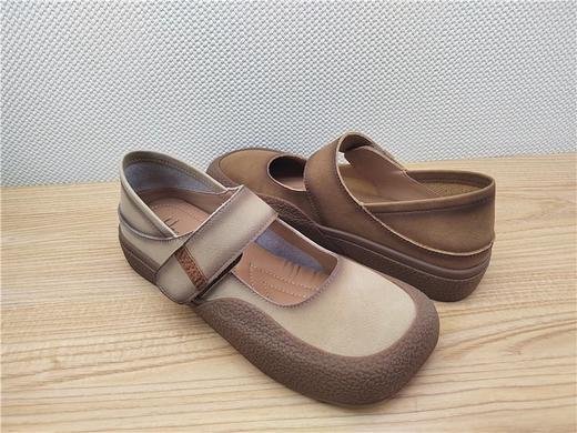 豪行春季新款24130027真皮复古休闲浅口低跟女鞋 商品图3