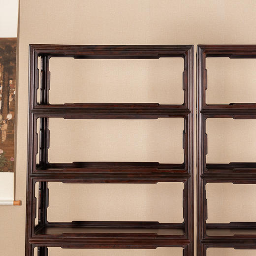 二十世纪	红木洼堂肚圈口五层架格（一对） 商品图4