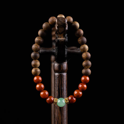 xy0341沉香+翡翠南红八方来财手串 商品图6