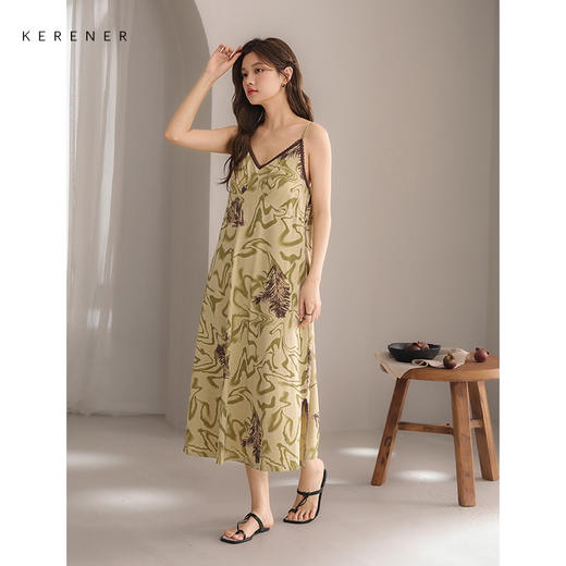 可人儿小众设计新款奥力绵女士睡衣夏季吊带少女带胸垫可外穿睡裙 商品图2