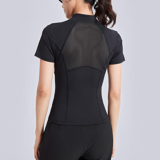 跃牌【瑜堂系列】春夏新款户外跑步瑜伽短袖T恤半拉链显瘦高弹健身服JYWD018 商品图2