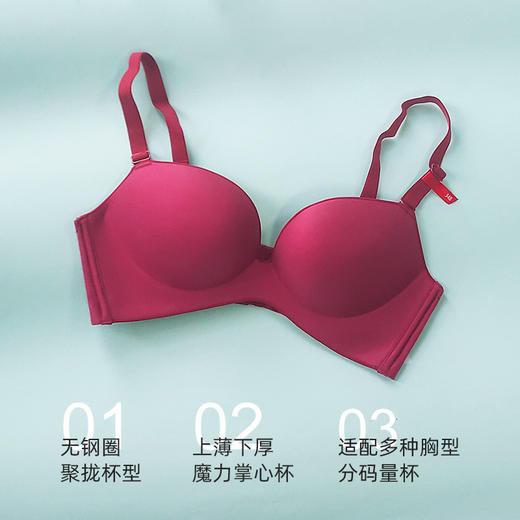 【秒杀品不退不换】皇家丽美一片式无痕内衣无钢圈内衣小胸聚拢防下垂文胸WW1679-3-B红色 商品图1