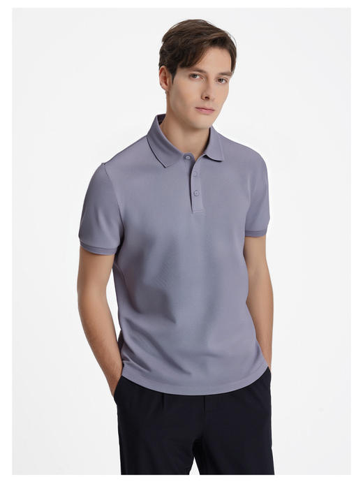 callisto紫色棉混纺基础短袖POLO 商品图2