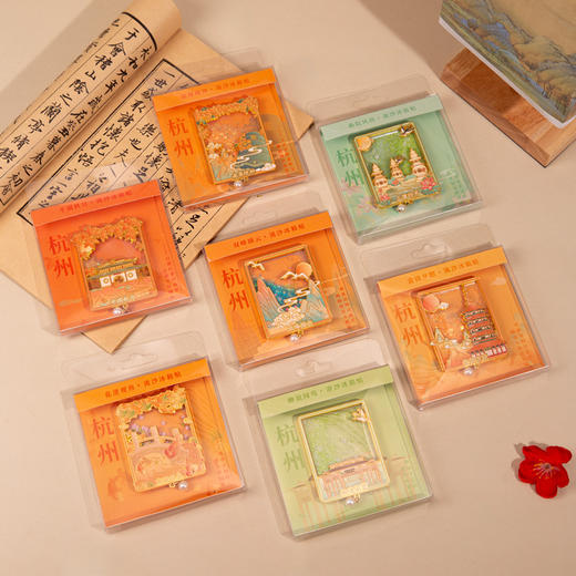 【杭州西湖十景流沙金属冰箱贴】苏堤断桥雷峰塔西湖旅游城市创意礼品纪念工艺品 商品图1