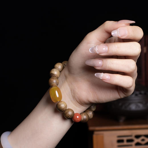 xy0347沉香+玛瑙南红国风diy手串 商品图8