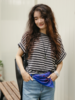 一片式薄款翻边袖撞色条纹上衣FCF2TEE080 商品缩略图11