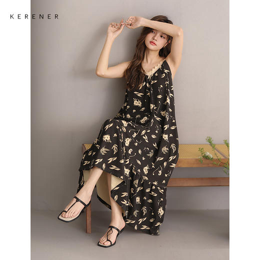 可人儿小众设计新款奥力绵女士睡衣夏季吊带少女带胸垫可外穿睡裙 商品图1