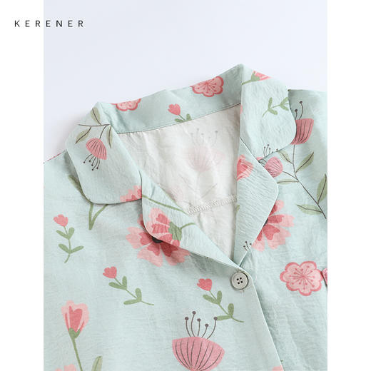 可人儿小众设计师新款泡泡绵女士睡衣夏季短袖可外出家居服三件套 商品图1