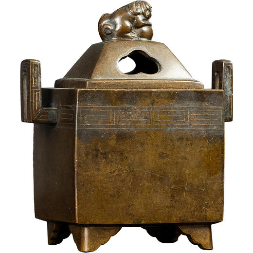 清	铜嵌银丝双耳瑞兽钮香炉 商品图5