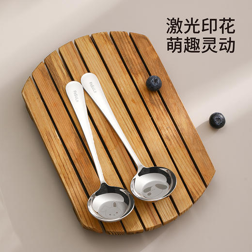 FaSoLa 316L不锈钢勺子家用加深汤匙吃饭餐勺汤勺平底勺卡通勺 商品图2