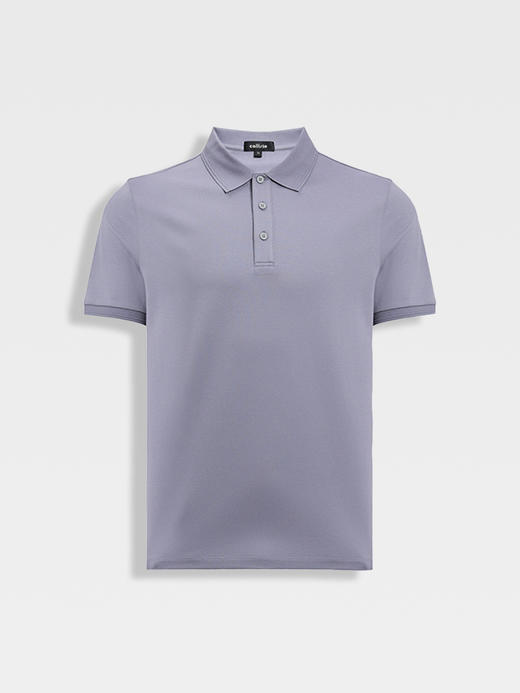 callisto紫色棉混纺基础短袖POLO 商品图0