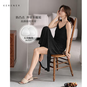 可人儿小众设计师奥力绵女士睡衣夏季吊带少女带胸垫睡裙可外穿