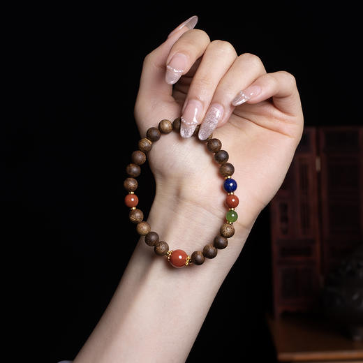 xy0353沉香+南红碧玉青金石国风穿搭手串 商品图7