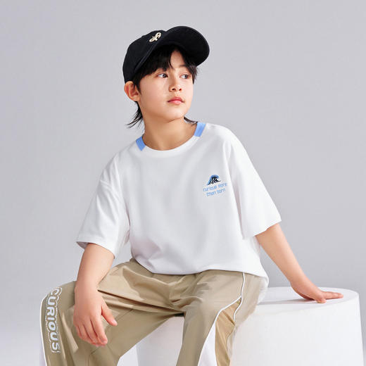 【凉感 索罗那】【120-165】【可可鸭】男童夏季短袖T恤抑菌透气运动休闲t恤 商品图1