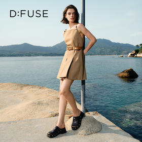 Dfuse迪芙斯2025秋季新款圆头铆钉坡跟凉拖鞋时尚厚底包头穆勒鞋DFD3110025