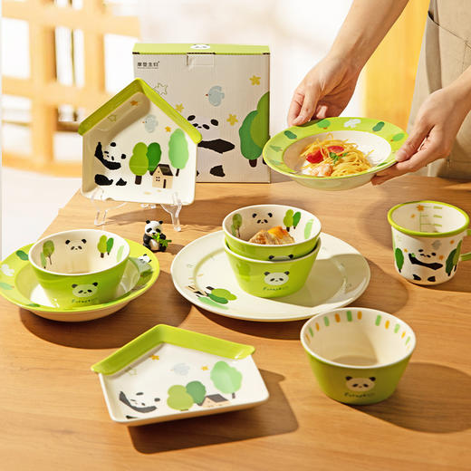 摩登主妇mototo熊猫碗儿童饭碗家用2025新款高颜值餐具汤面碗盘子 商品图3