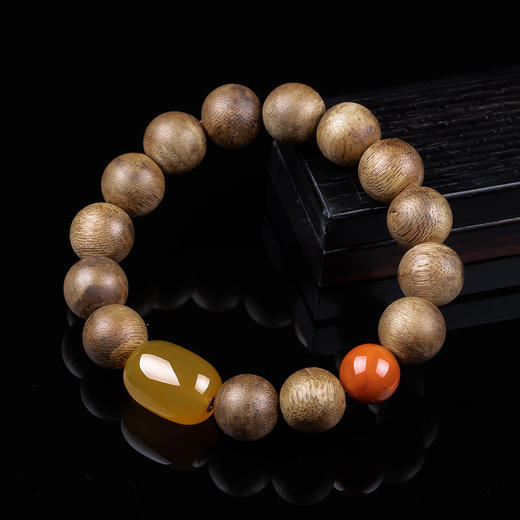 xy0347沉香+玛瑙南红国风diy手串 商品图4