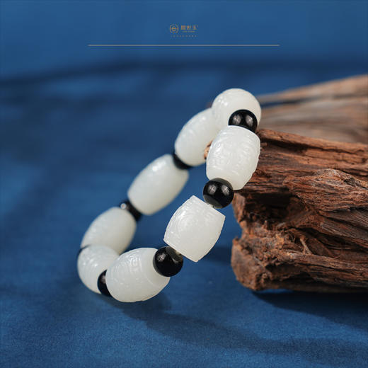 新疆国玉盟世玉【回纹藏安】桶珠手串【带证书·顺丰物流】 商品图4